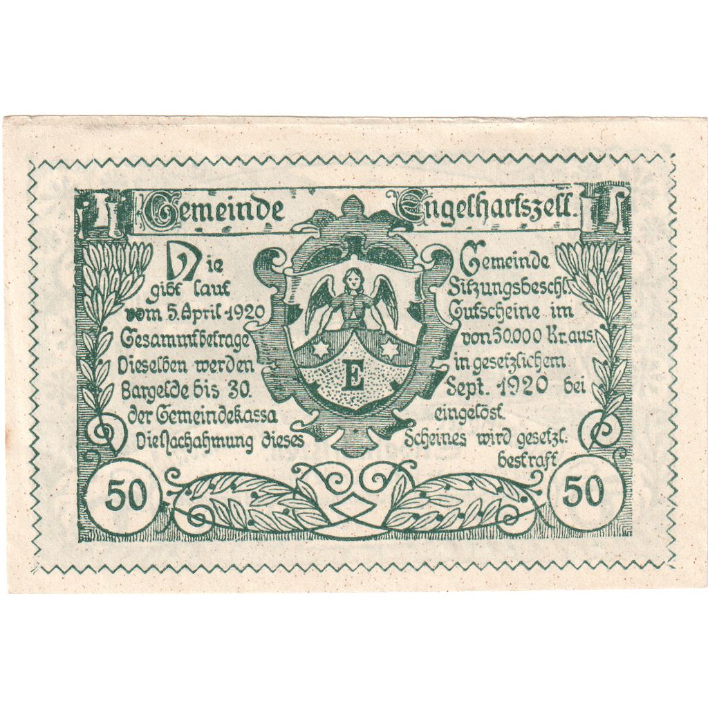 Österreich, Engelhartszell, 50 Heller, 1920-09-30, UNZ-