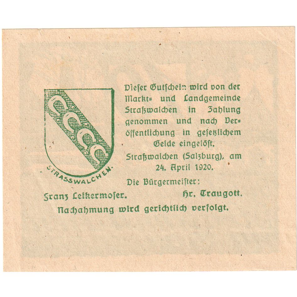 Österreich, Strasswalchen, 10 Heller, 1920-04-24, UNZ-