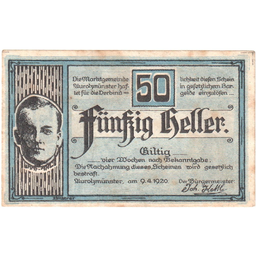 Österreich, Aurolzmunster, 50 Heller, 1920-04-09, SS