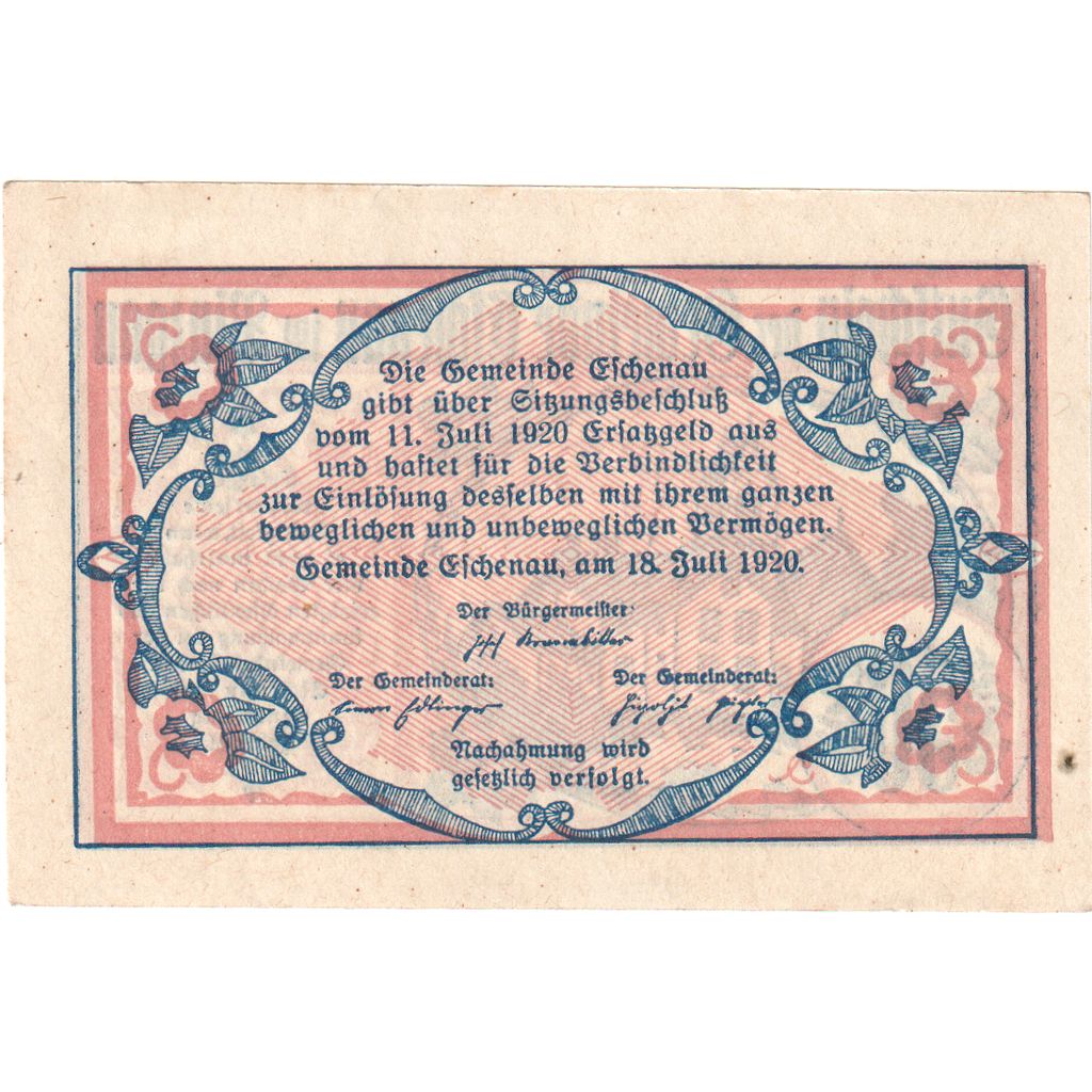 Autriche, Eschenau, 50 Heller, SPL