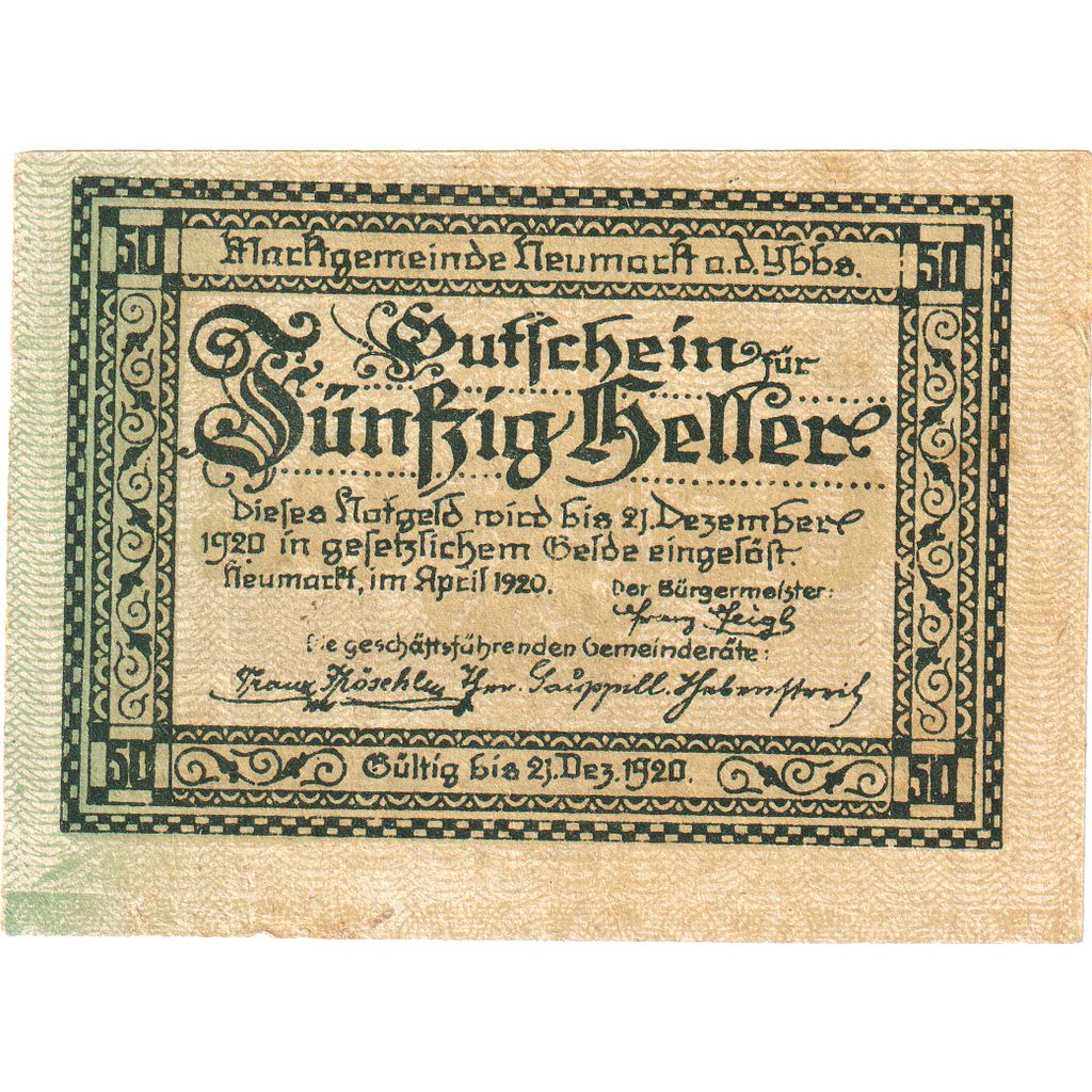 Österreich, Neumarkt an der ybbs, 50 Heller, 1920-12-31, UNZ-