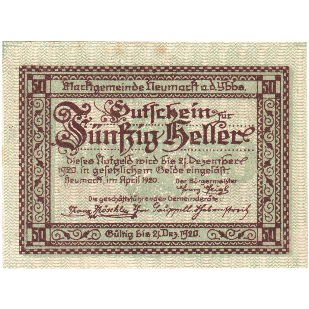 Österreich, Neumarkt an der ybbs, 50 Heller, 1920-12-31, UNZ-