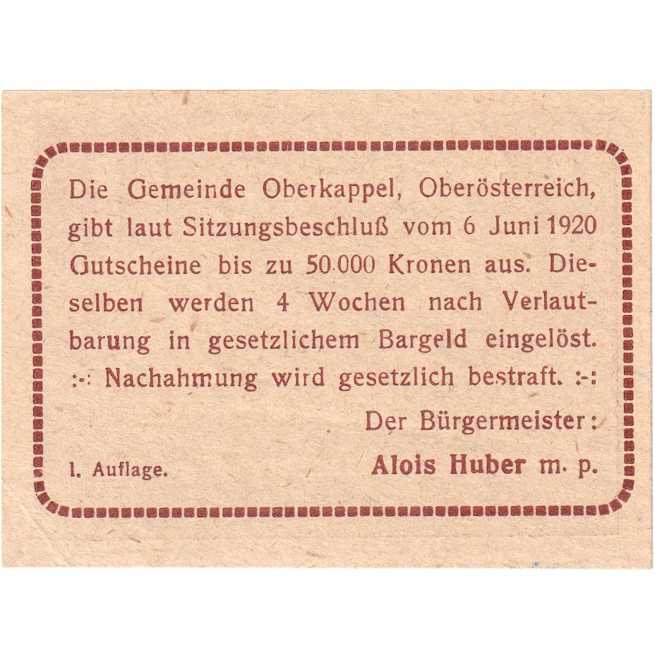 Österreich, Oberkappel, 10 Heller, UNZ-