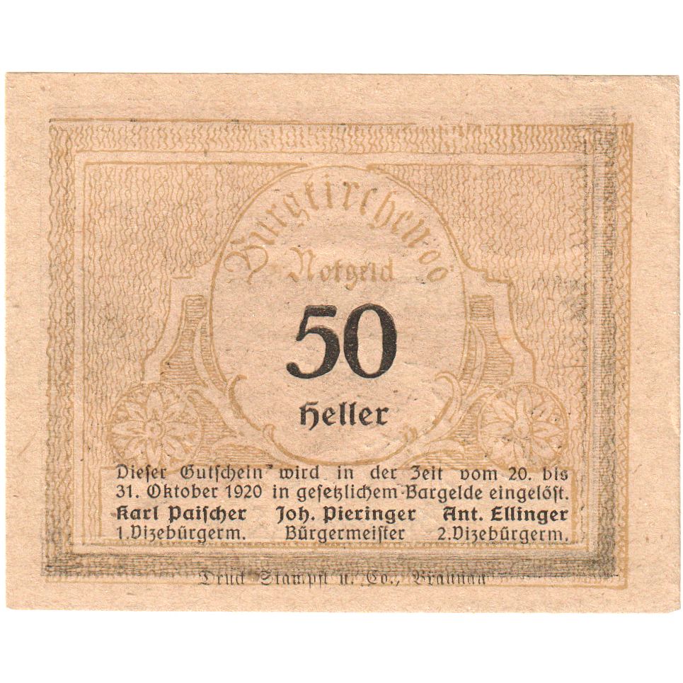 Österreich, Burgkirchen, 50 Heller, 1920-10-31, VZ