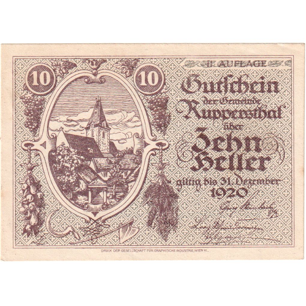Austria, Ruppersthal, 10 Heller, 1920-12-31, UNC(63)
