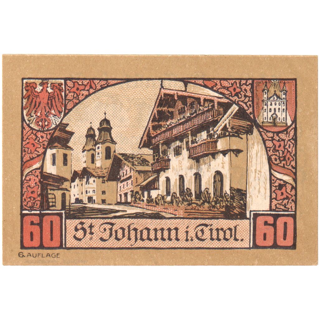 Autriche, St Johann in Tirol, 60 Heller, 1921-01-31, SPL