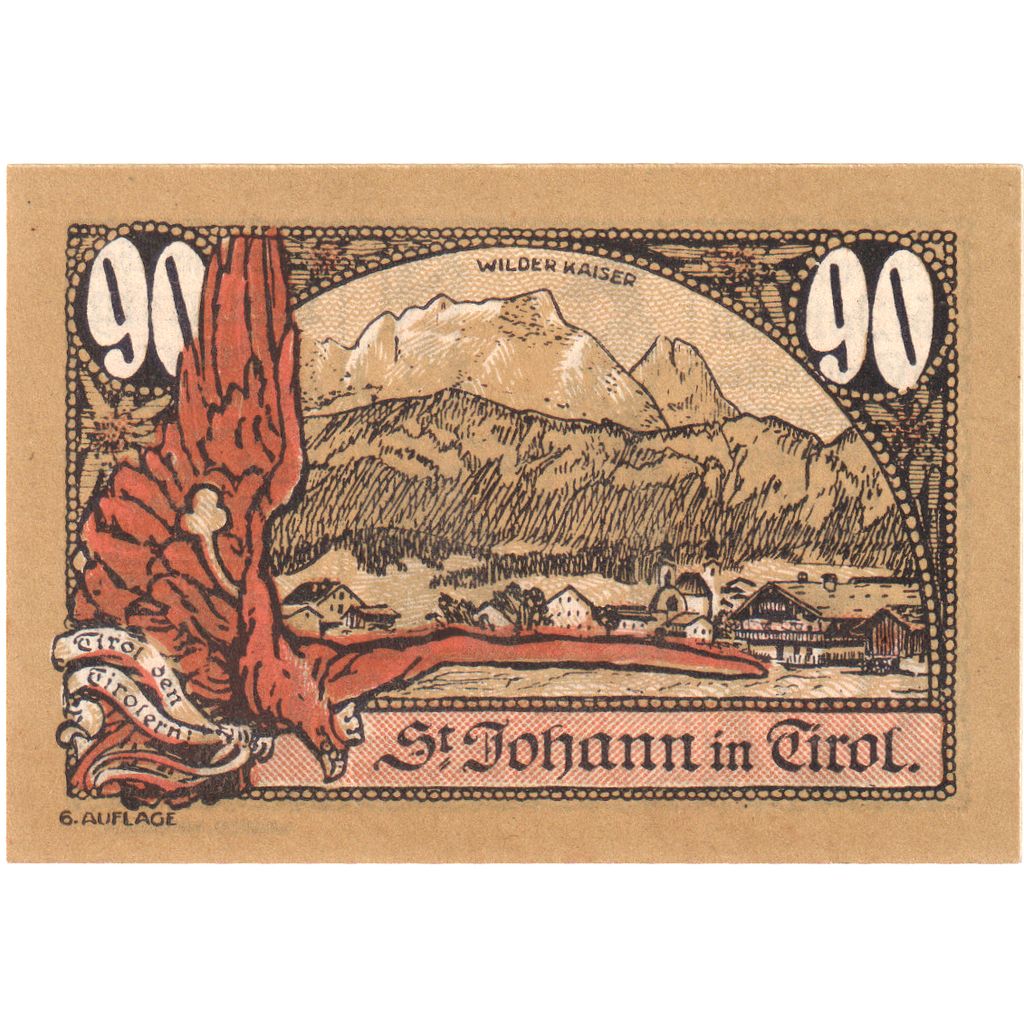 Österreich, St Johann in Tirol, 90 Heller, 1921-01-31, UNZ-