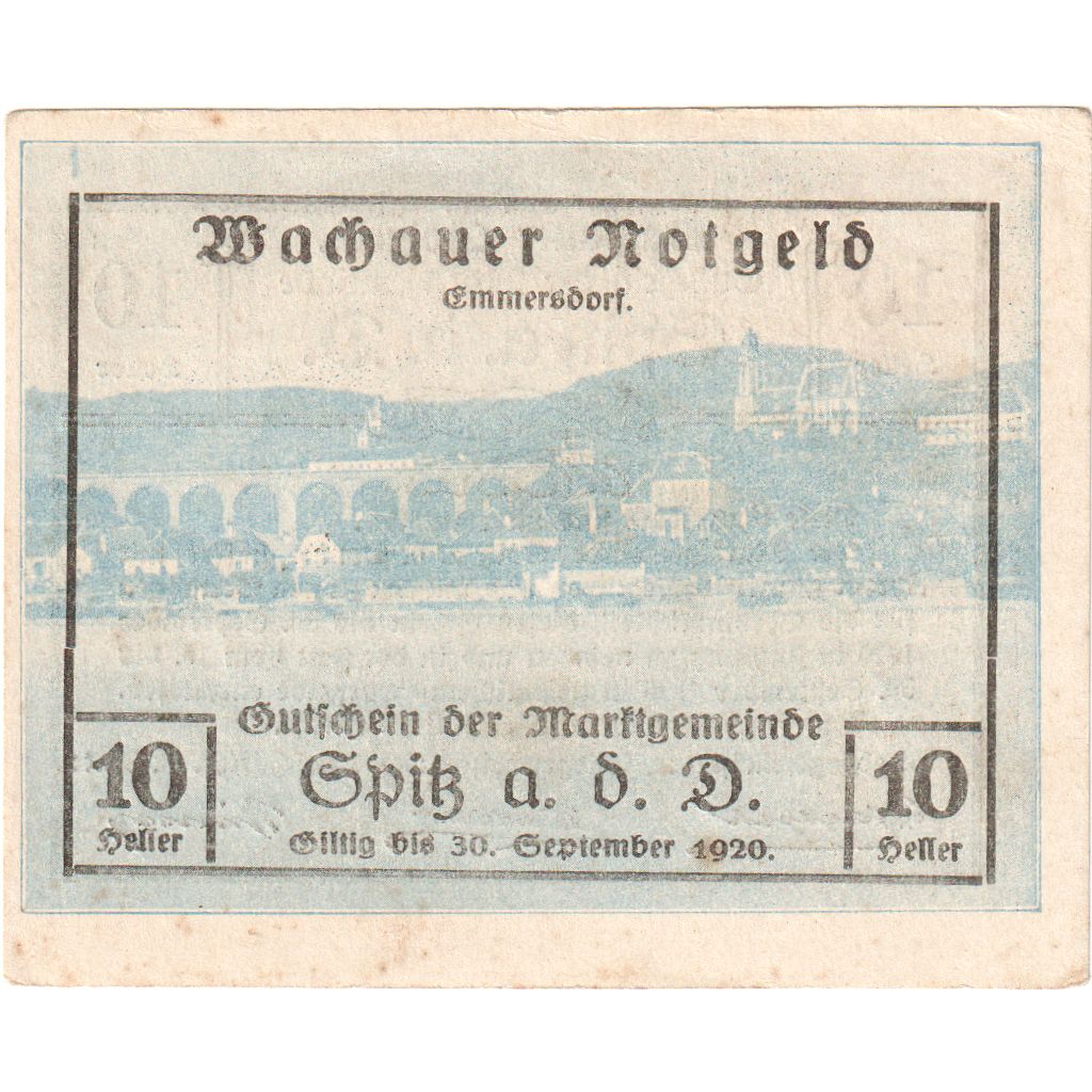Österreich, Spitz an der Donau, 10 Heller, 1920-09-30, SS