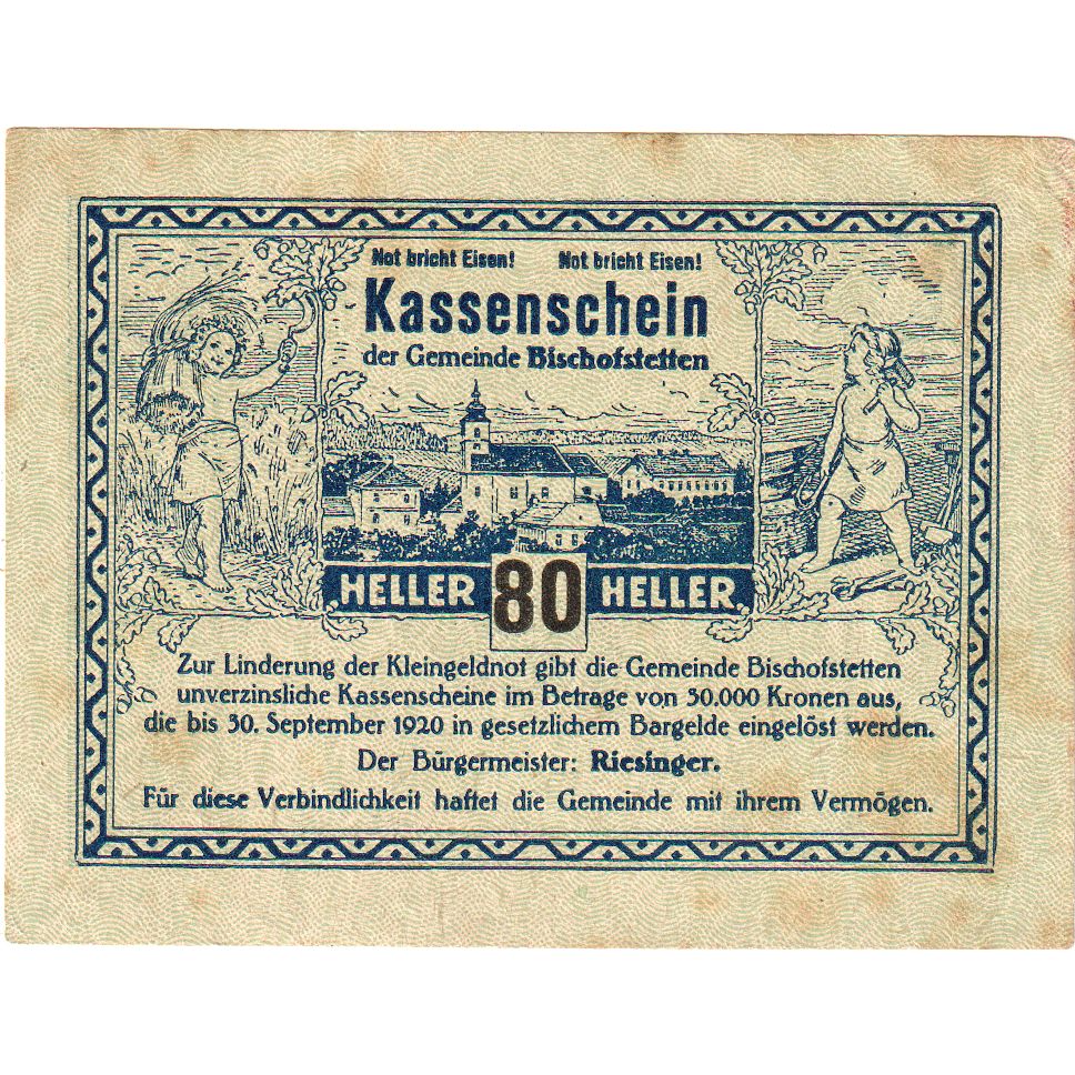 Österreich, Bischofstetten, 80 Heller, 1920-09-30, SS