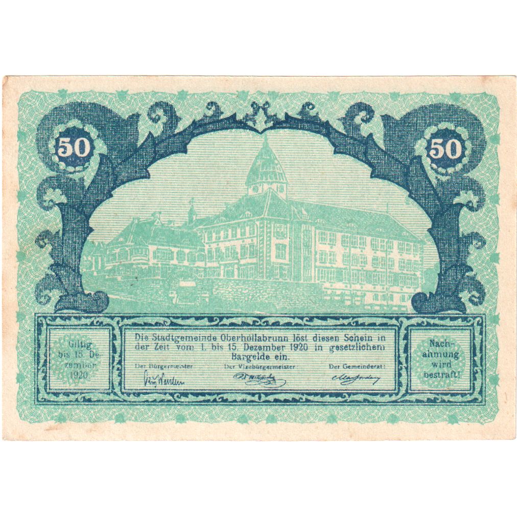 Österreich, Oberhollabrunn, 50 Heller, 1920-12-15, VZ