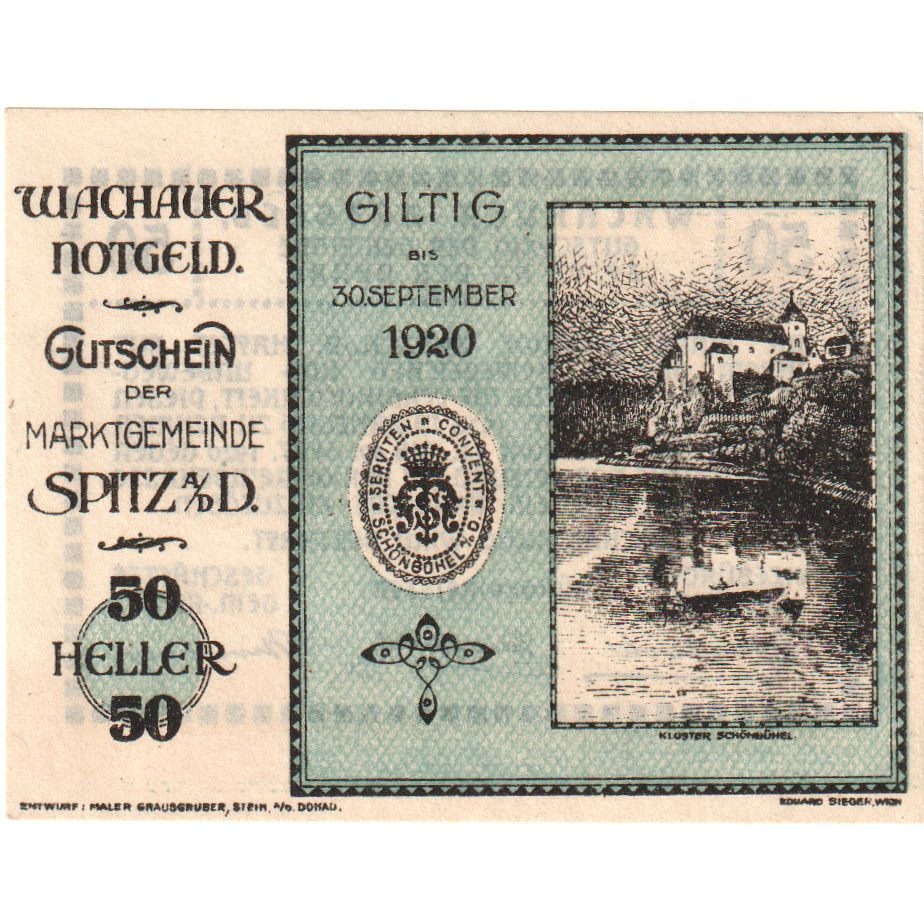 Austria, Spitz an der Donau, 50 Heller, 1920-12-15, UNC(63)