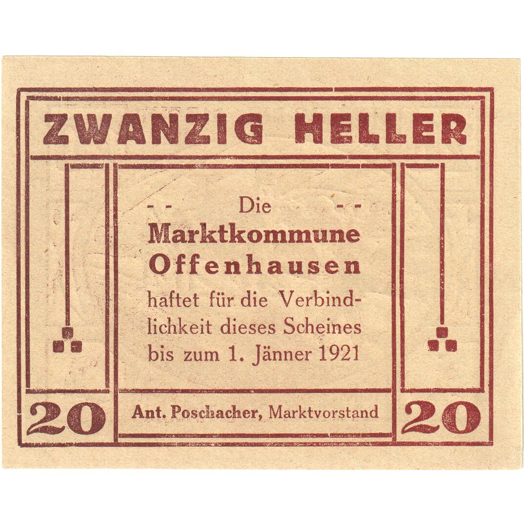 Austria, Offenhausen, 20 Heller, 1921-01-01, UNC(63)