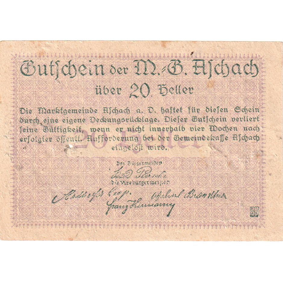 Austria, Aschach, 20 Heller, MBC