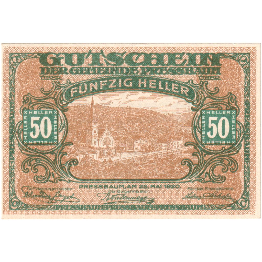 Austria, Pressbaum, 50 Heller, 1921-07-31, UNC(63)
