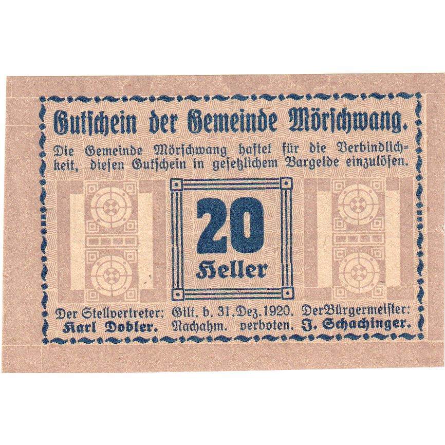 Austria, Morschwang, 20 Heller, 1920-12-31, UNC(63)
