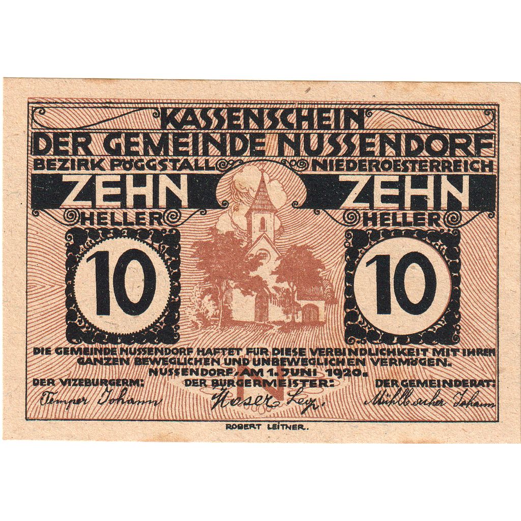 Austria, Nussendorf, 10 Heller, 1920-09-30, UNC(63)