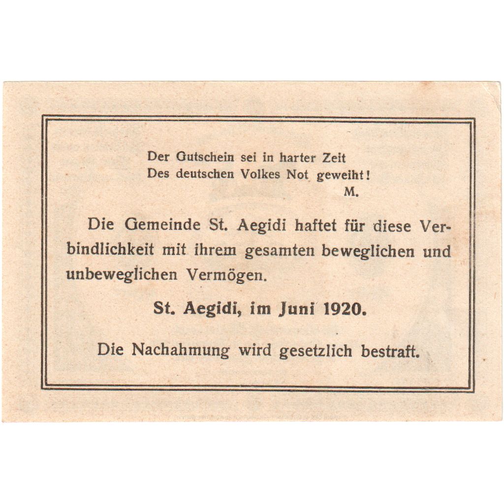 Österreich, St Aegidi, 20 Heller, 1920-12-31, VZ