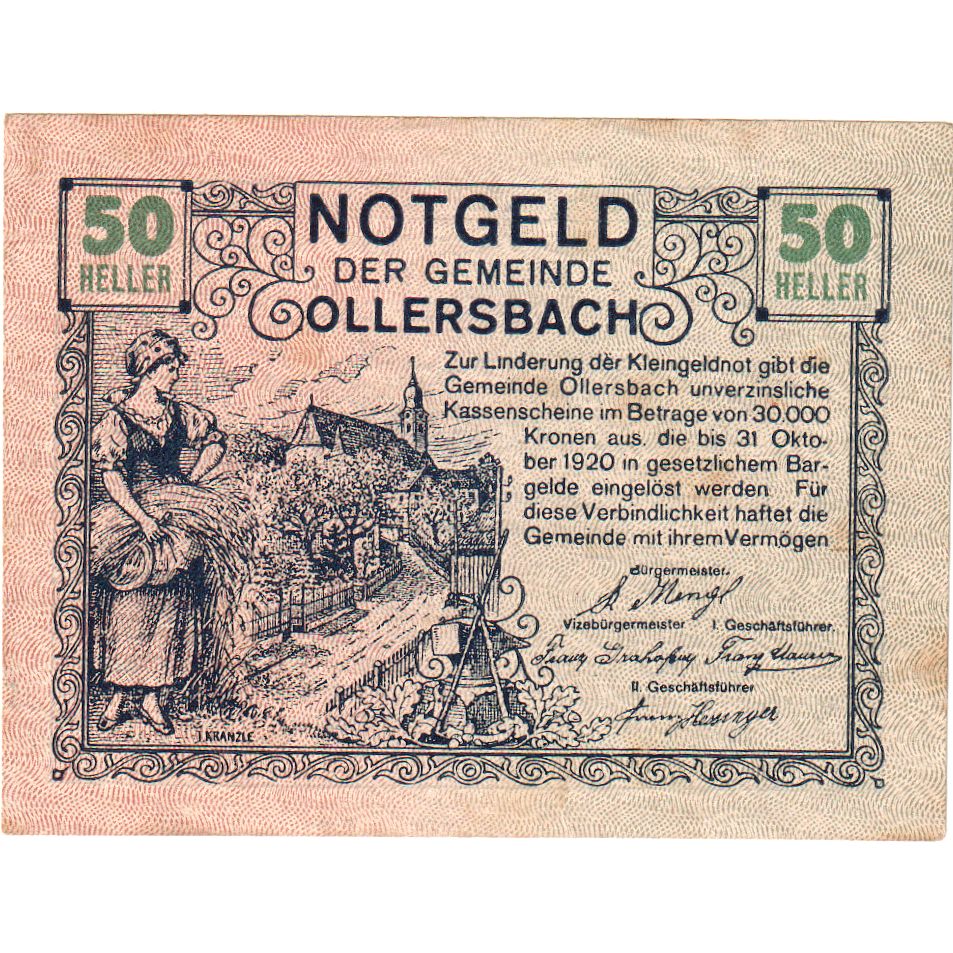 Österreich, Ollersbach, 50 Heller, 1920-10-31, VZ
