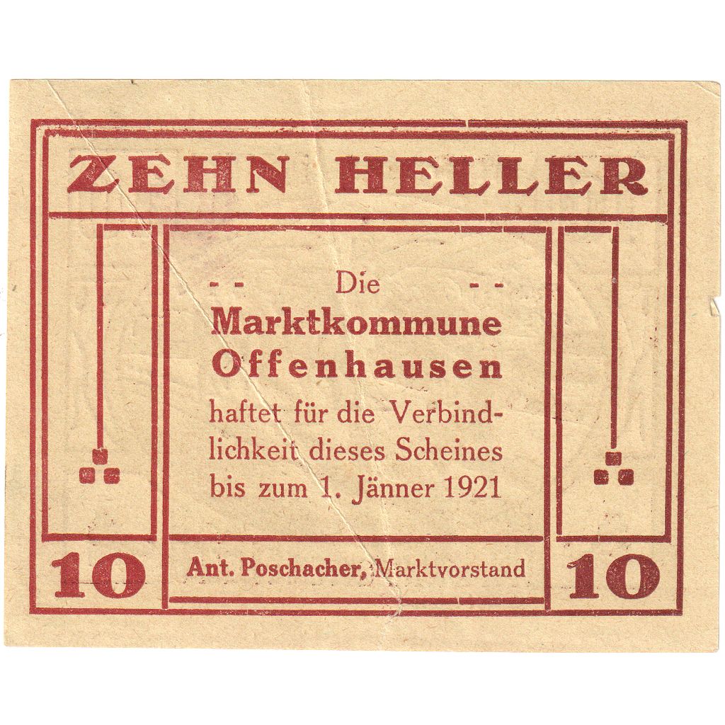 Austria, Offenhausen, 10 Heller, 1921-01-01, SPL