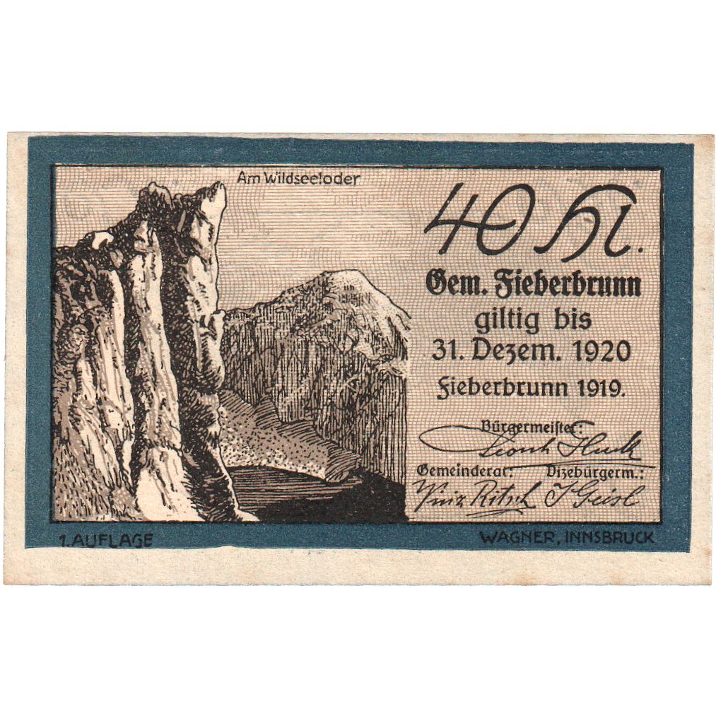 Austria, Fierberbrunn, 40 Heller, 1920-12-31, SPL