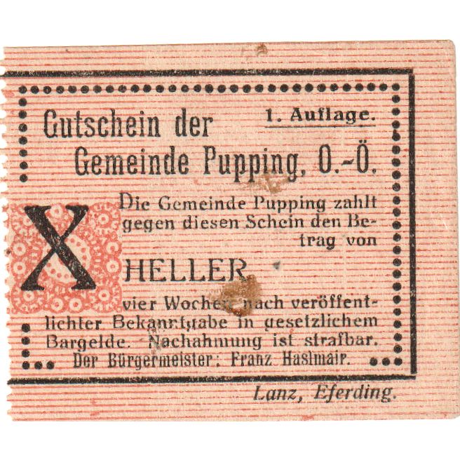 Austria, Pupping, 10 Heller, AU(55-58)