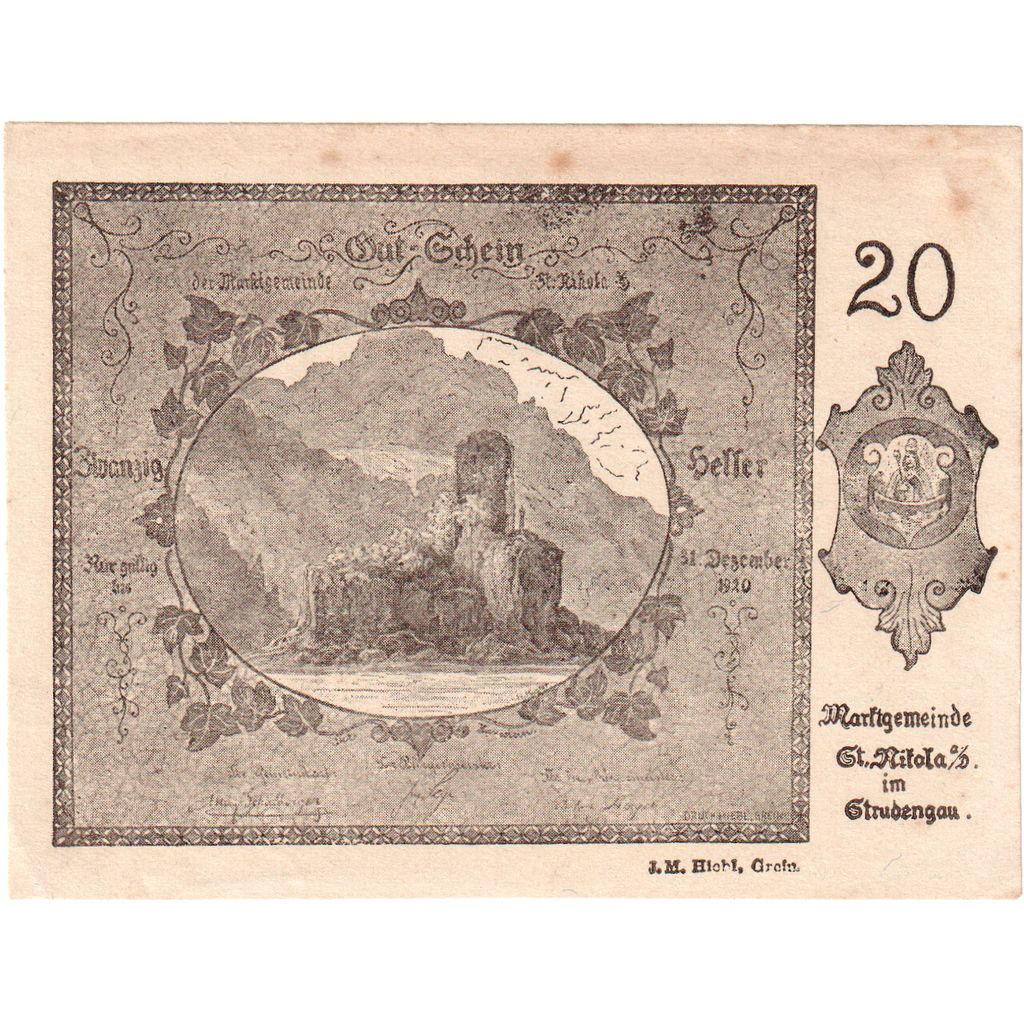 Oostenrijk, St Nikola, 20 Heller, 1920-12-31, SUP