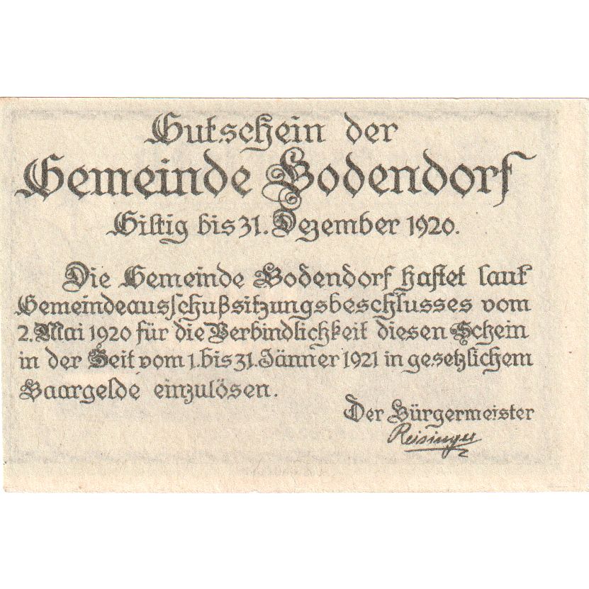 Austria, Bodendorf, 10 Heller, 1921-01-31, SC
