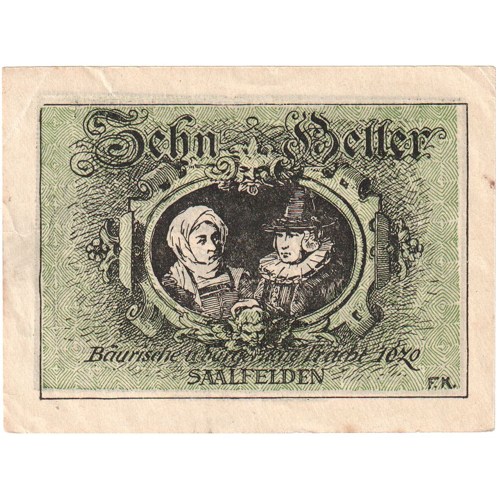 Áustria, Saalfelden, 10 Heller, EF(40-45)