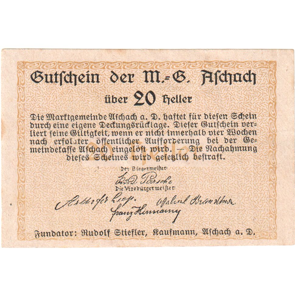 Austria, Aschach, 20 Heller, MBC