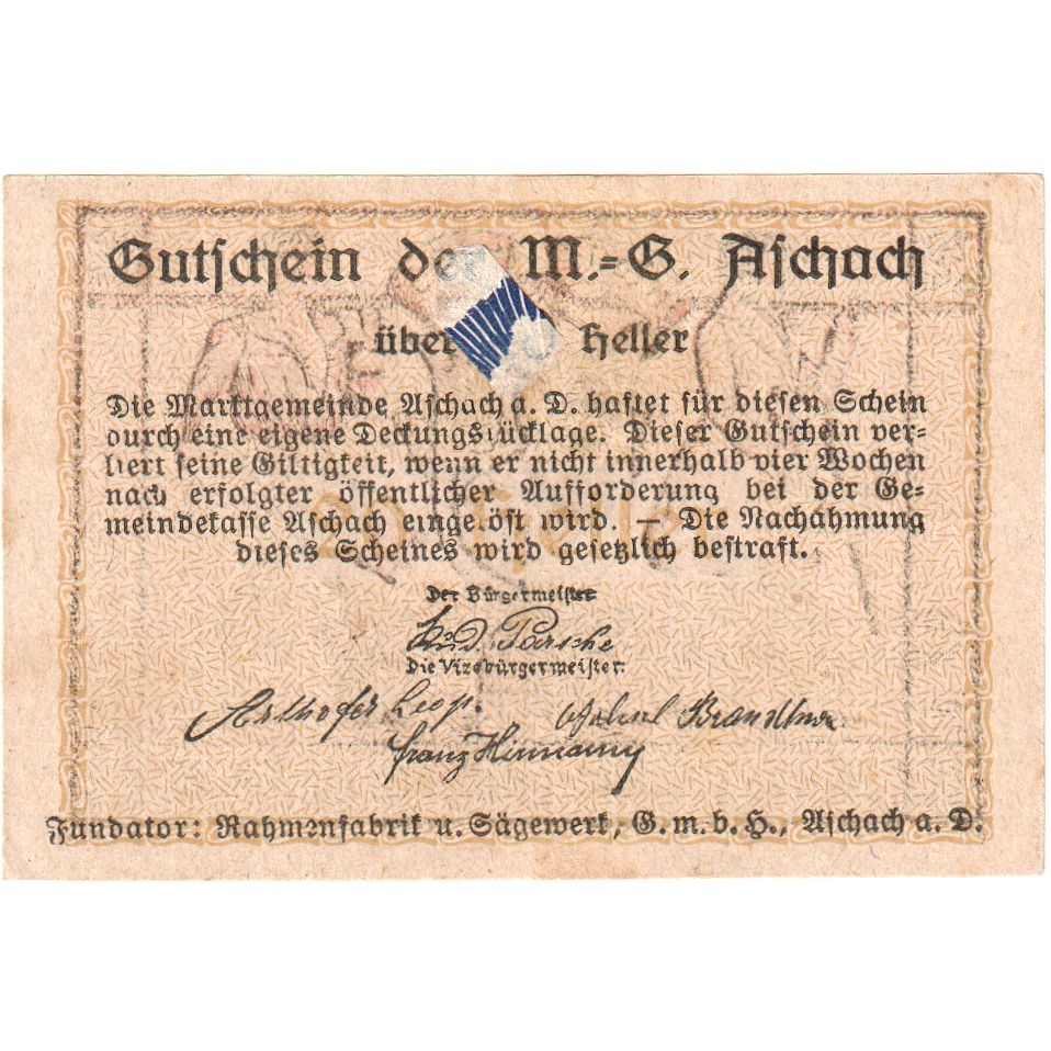 Austria, Aschach, 20 Heller, MBC