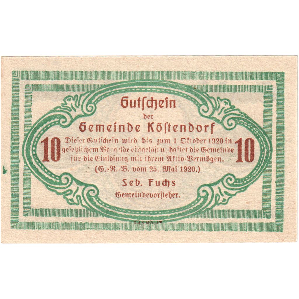 Österreich, Köstendorf, 10 Heller, 1920-10-01, UNZ-