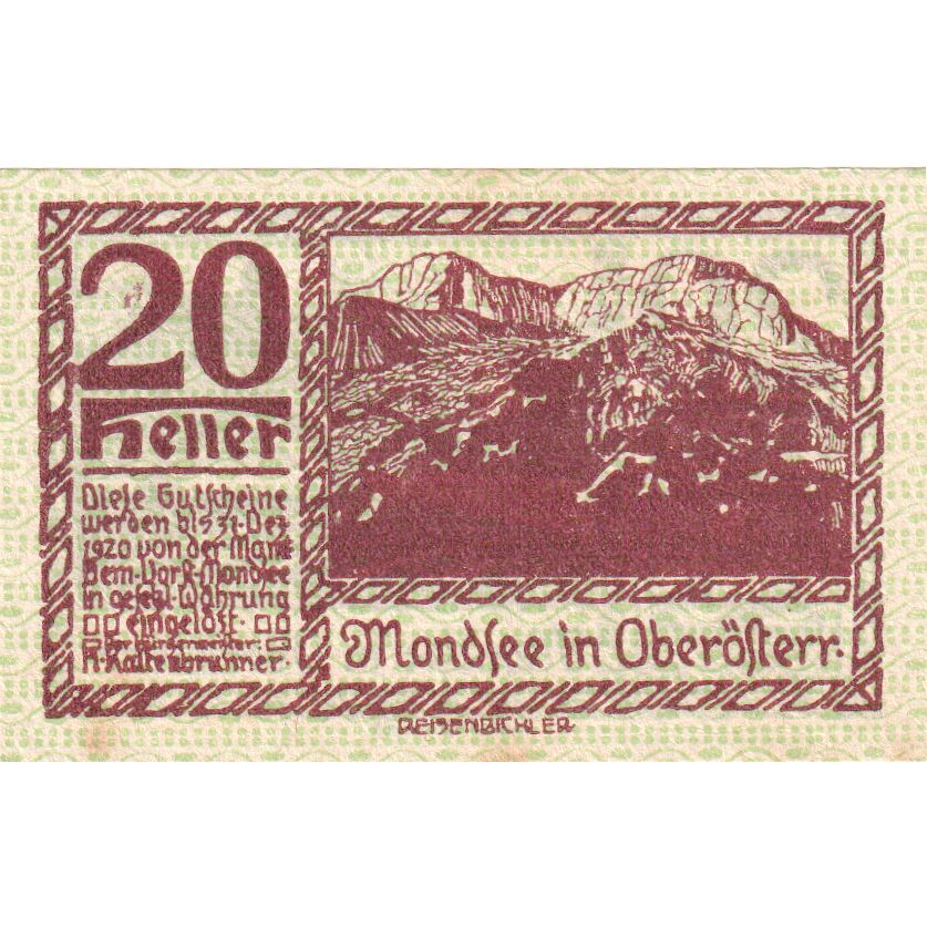 Austria, Mondsee, 20 Heller, 1920-12-31, SPL