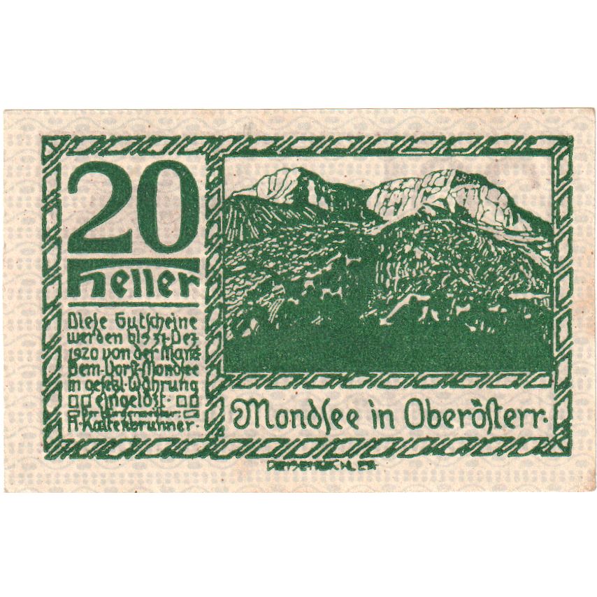 Austria, Mondsee, 20 Heller, 1920-12-31, SPL