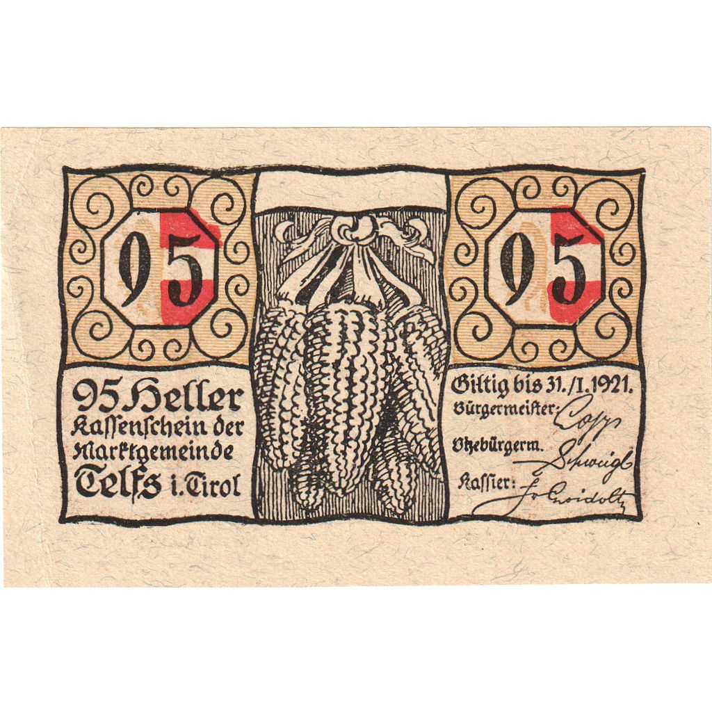 Austria, Telfs, 95 Heller, 1921-01-31, SPL