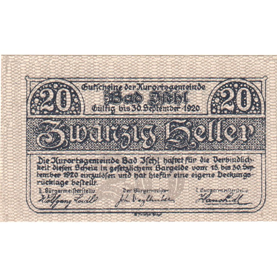Austria, Bad Ischl, 20 Heller, 1920-12-31, SPL