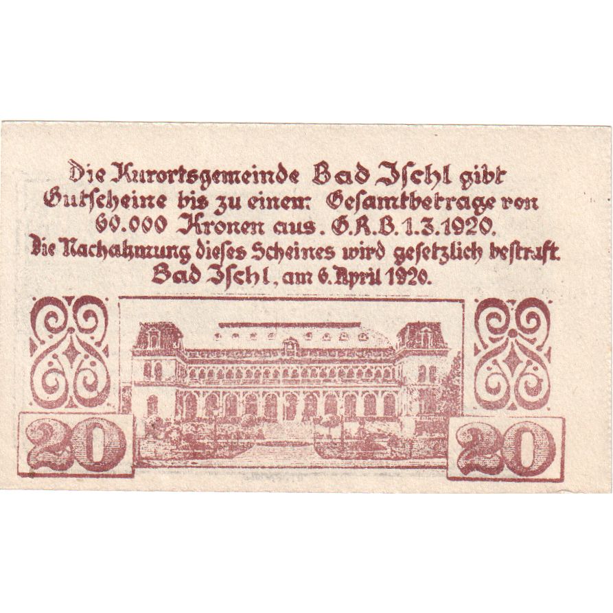 Austria, Bad Ischl, 20 Heller, 1920-12-31, SPL
