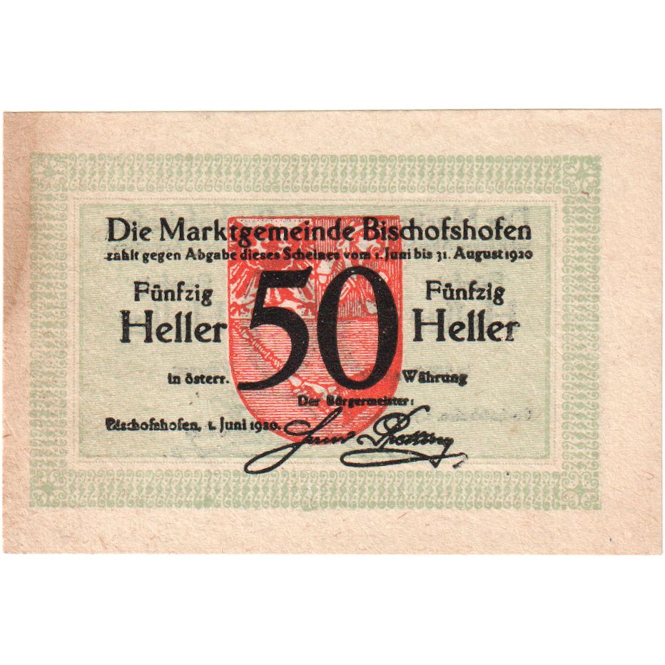 Oostenrijk, Bischofshofen, 50 Heller, 1920-08-31, SUP