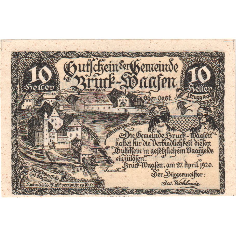 Oostenrijk, Bruck-Waasen, 10 Heller, 1921-03-31, SPL