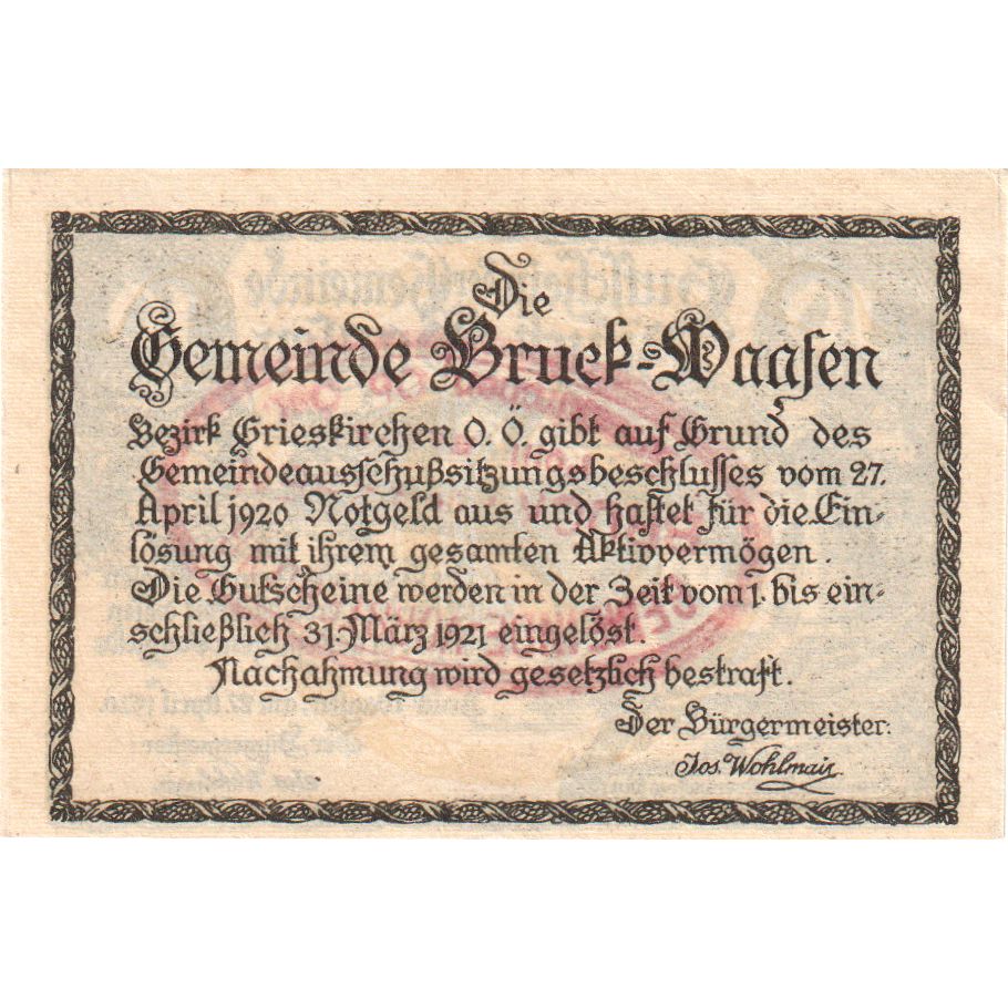 Oostenrijk, Bruck-Waasen, 10 Heller, 1921-03-31, SPL