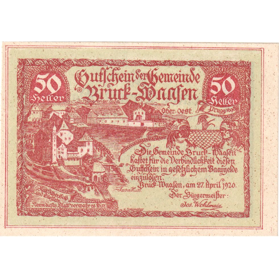 Oostenrijk, Bruck-Waasen, 50 Heller, 1921-03-31, SPL