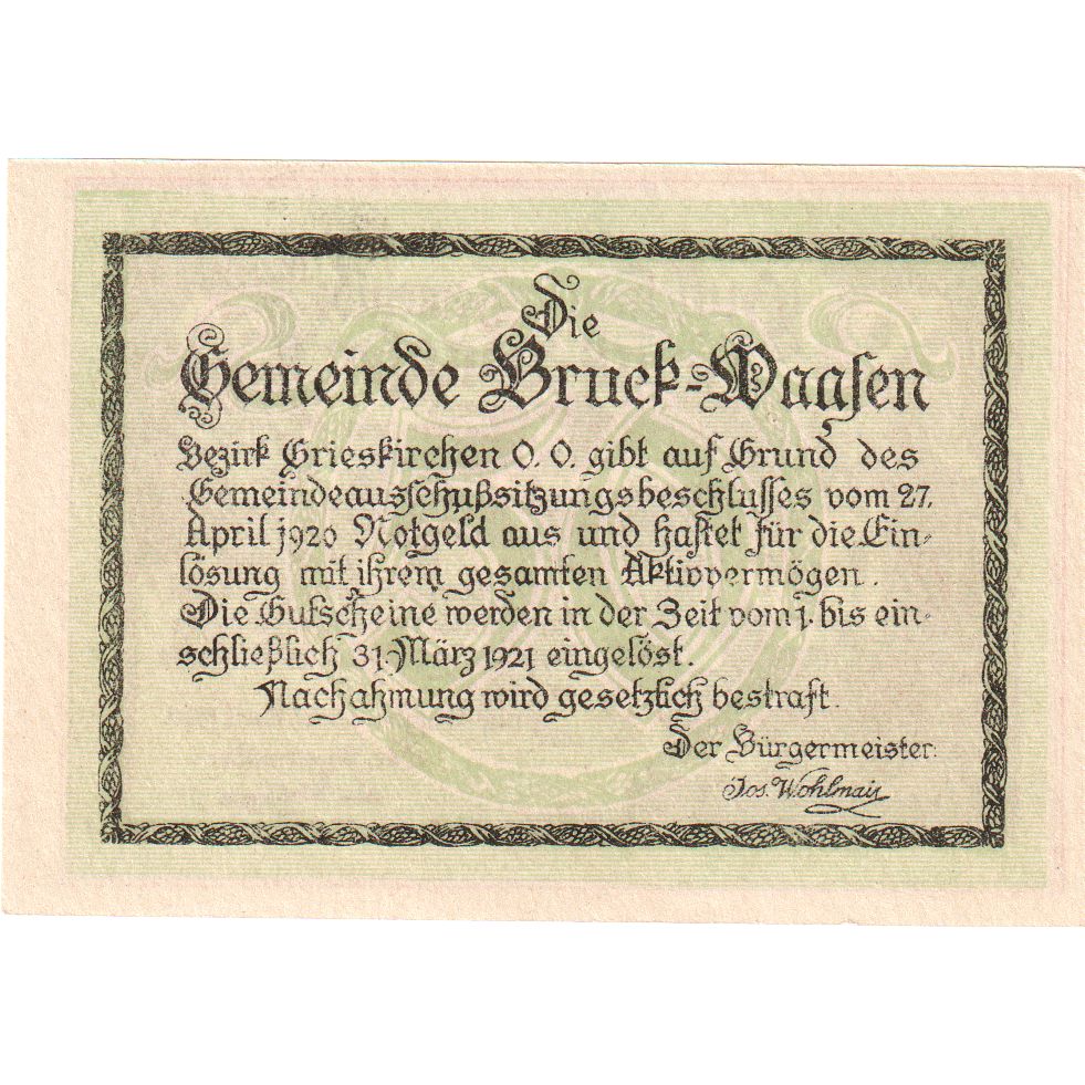 Oostenrijk, Bruck-Waasen, 50 Heller, 1921-03-31, SPL