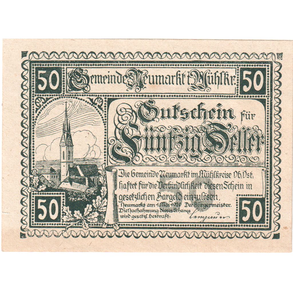 Oostenrijk, Neumarkt im Mühlkreis, 50 Heller, 1920-09-01, SPL