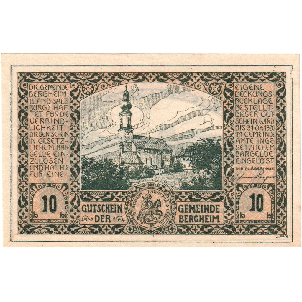 Austria, Bergheim, 10 Heller, 1920-10-31, SPL