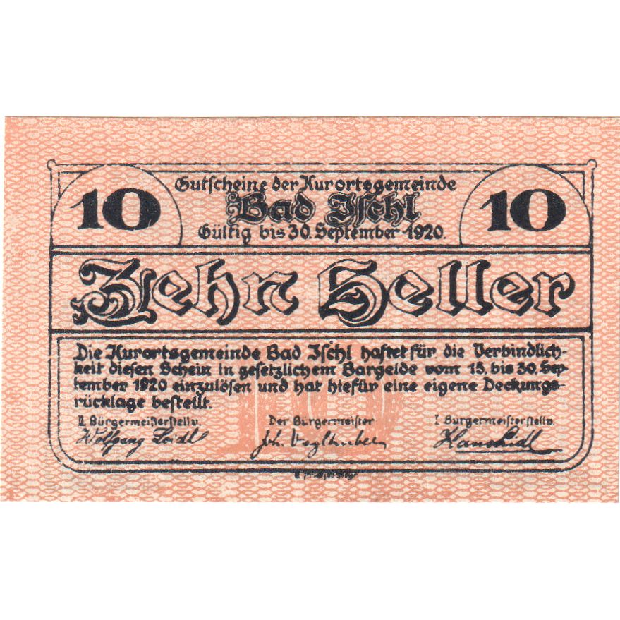 Austria, Bad Ischl, 10 Heller, 1920-12-31, SPL