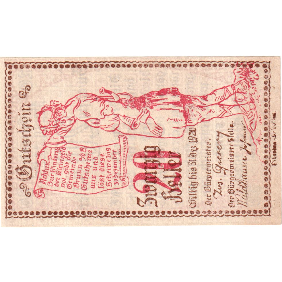 Áustria, Brunn, 20 Heller, 1920-12-31, UNC(63)
