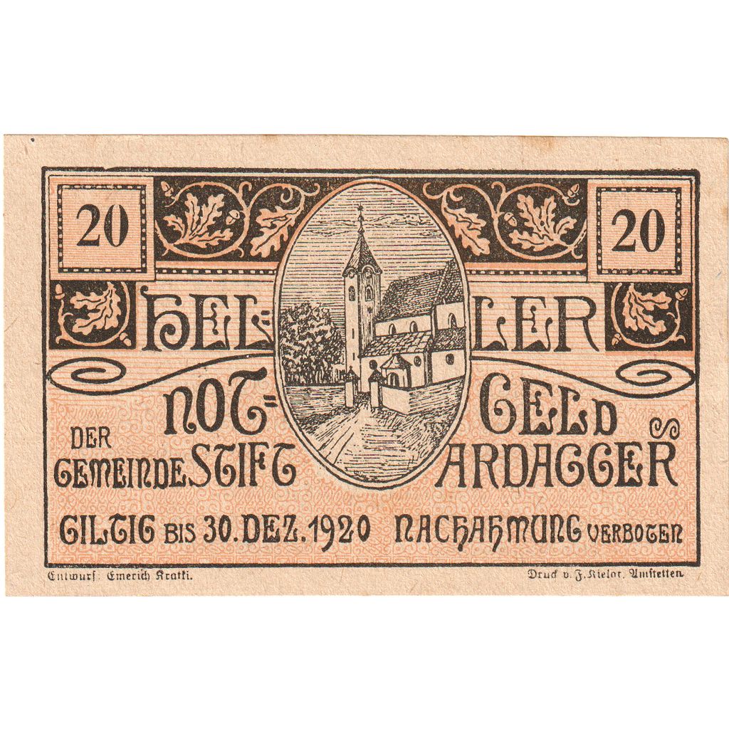 Austria, Stift Ardagger, 20 Heller, 1920-12-30, SPL-