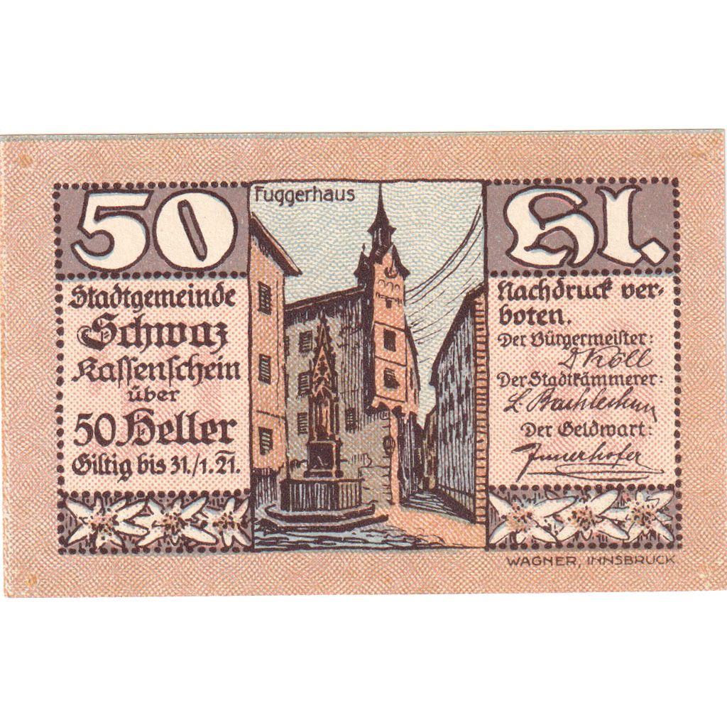 Áustria, Schwaz, 50 Heller, 1920-12-31, UNC(63)