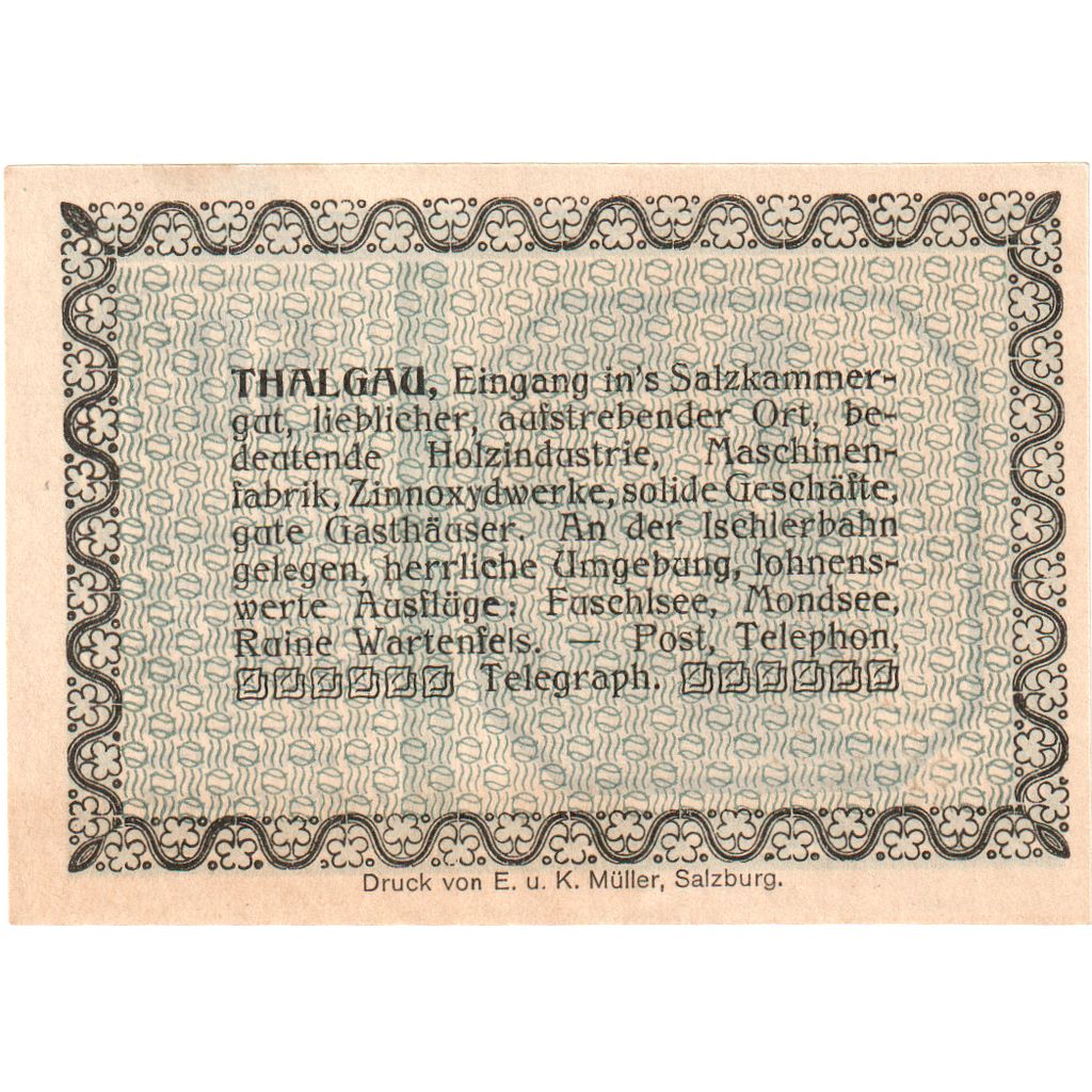 Austria, Thalgau, 50 Heller, 1920-09-30, SPL