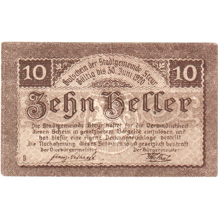 Austria, Steyr, 10 Heller, 1920-06-30, BB