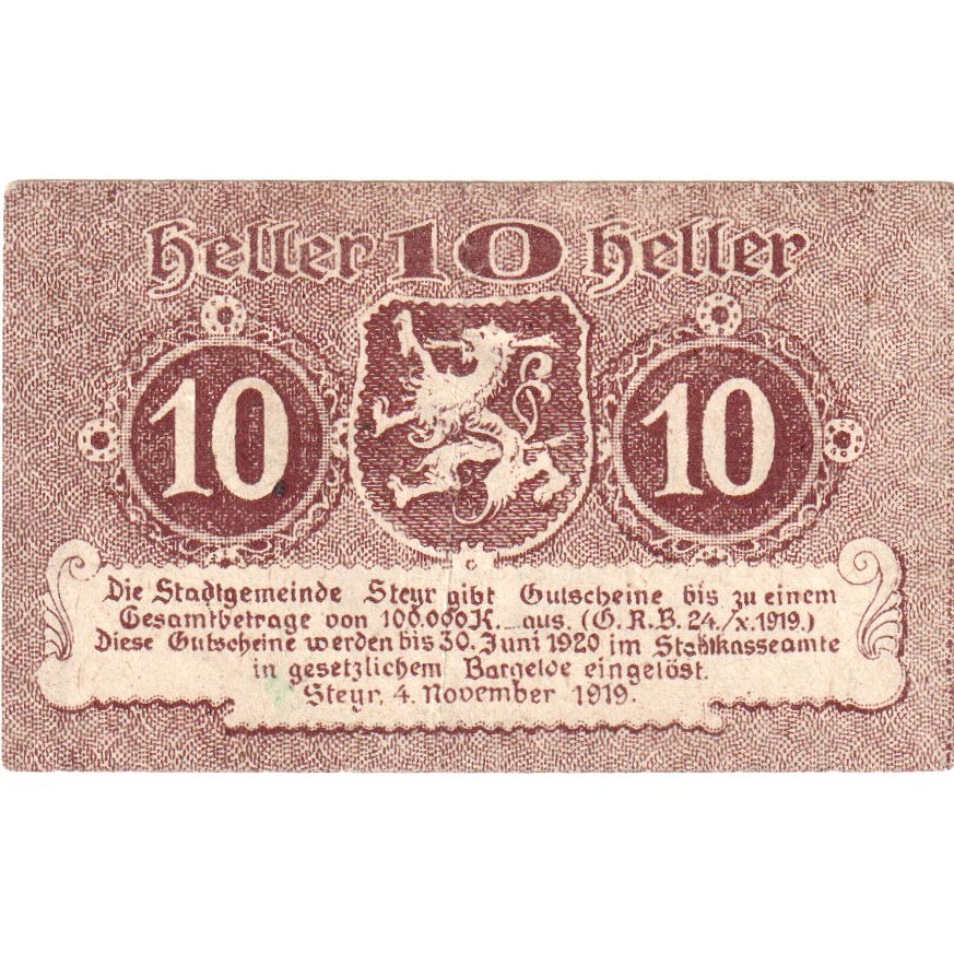 Austria, Steyr, 10 Heller, 1920-06-30, BB